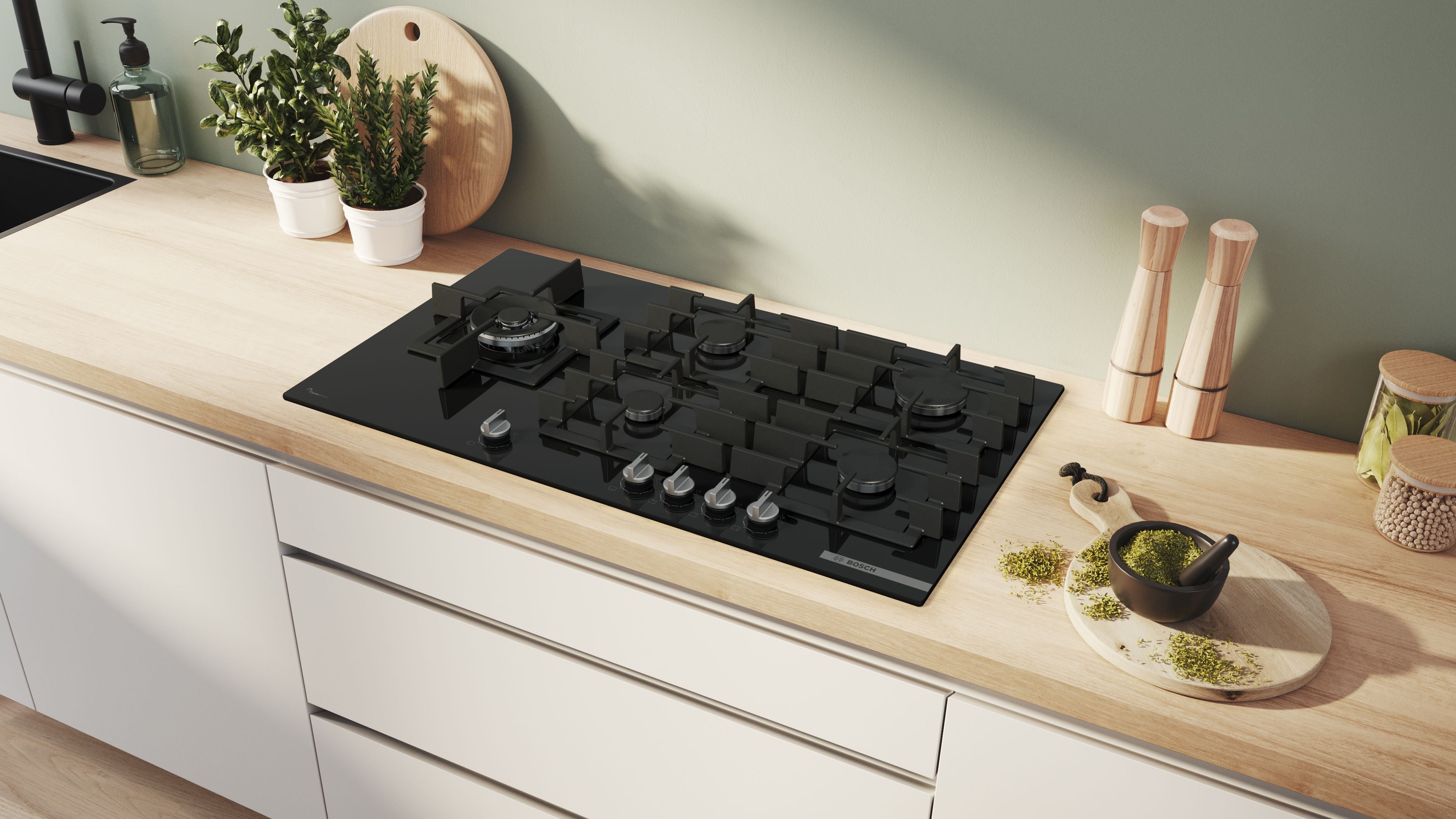 Bosch Bosch Serie 6 PPM9A6I40 plaque Noir Intégré 90 cm Gaz 5 zone(s)