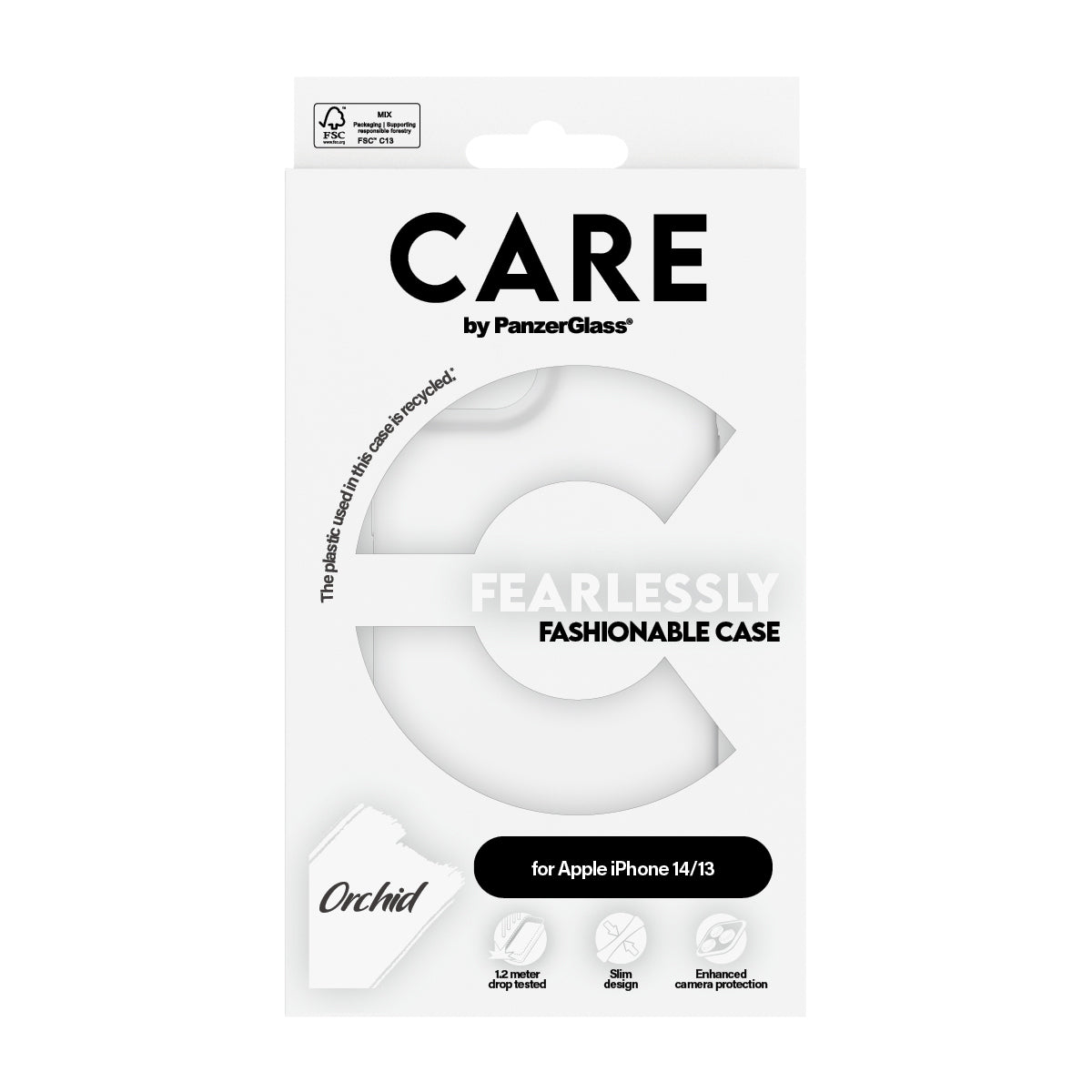 PanzerGlass CARE Case White Orchid pour iPhone 13 et iPhone 14, Coque de Protection Blanche