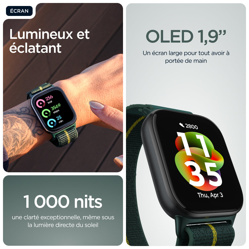Motorola moto watch fit 4,83 cm (1.9") OLED 44.5 mm Numérique Écran tactile Vert, Gris GPS (satellite)
