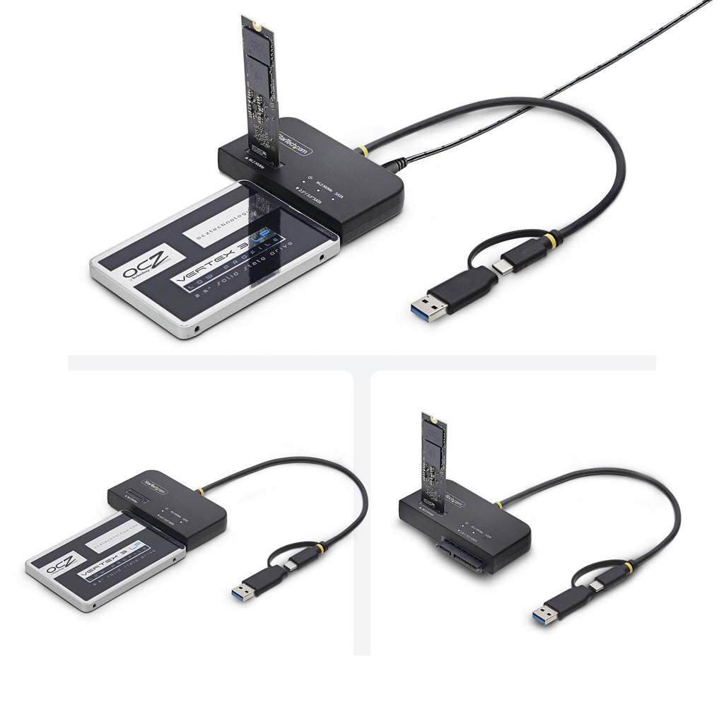 StarTech.com Adaptateur USB-C/USB-A vers M.2 NVMe et SATA 2,5"/3,5", 10 Gbps, Lecteur SSD Externe Sans Outil, B+M/M-Key
