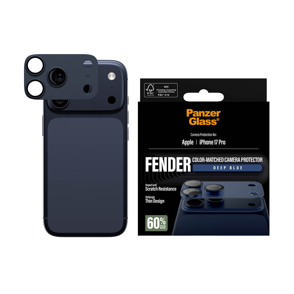 PanzerGlass ® Fender Camera Protector Deep Blue iPhone 17 Pro Protection d'écran transparent Apple 1 pièce(s)