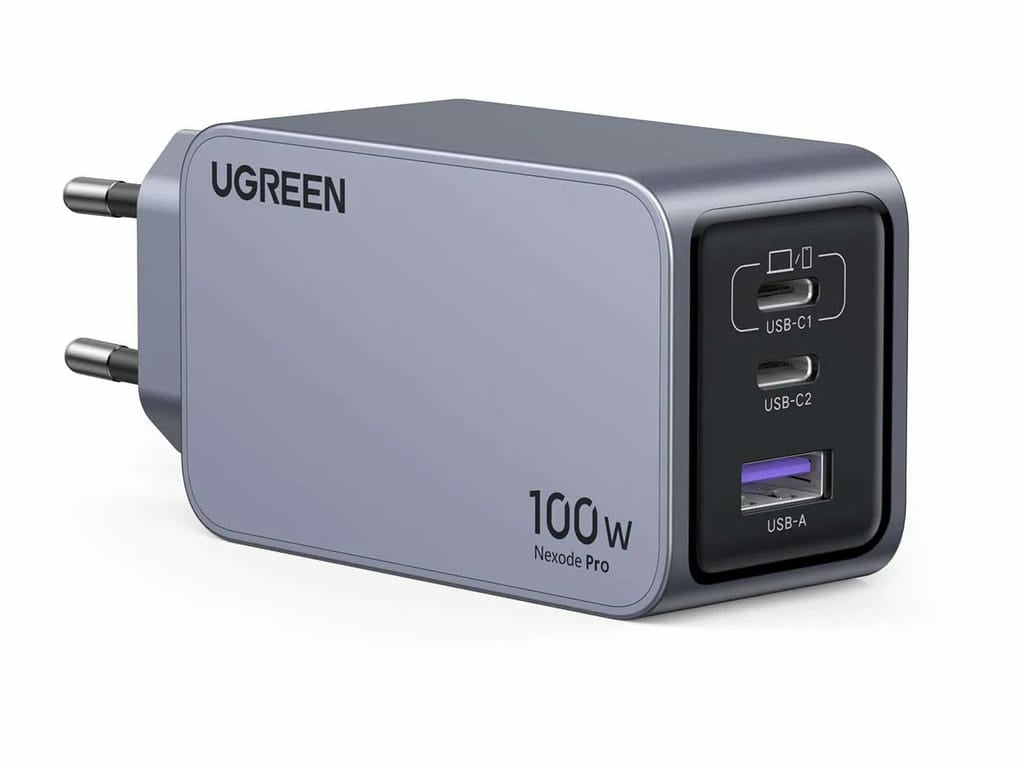Ugreen Nexode Pro EU 3-Port GaN PD Fast Charger With USB-C Cable Universel Noir, Gris Secteur Charge rapide Intérieure