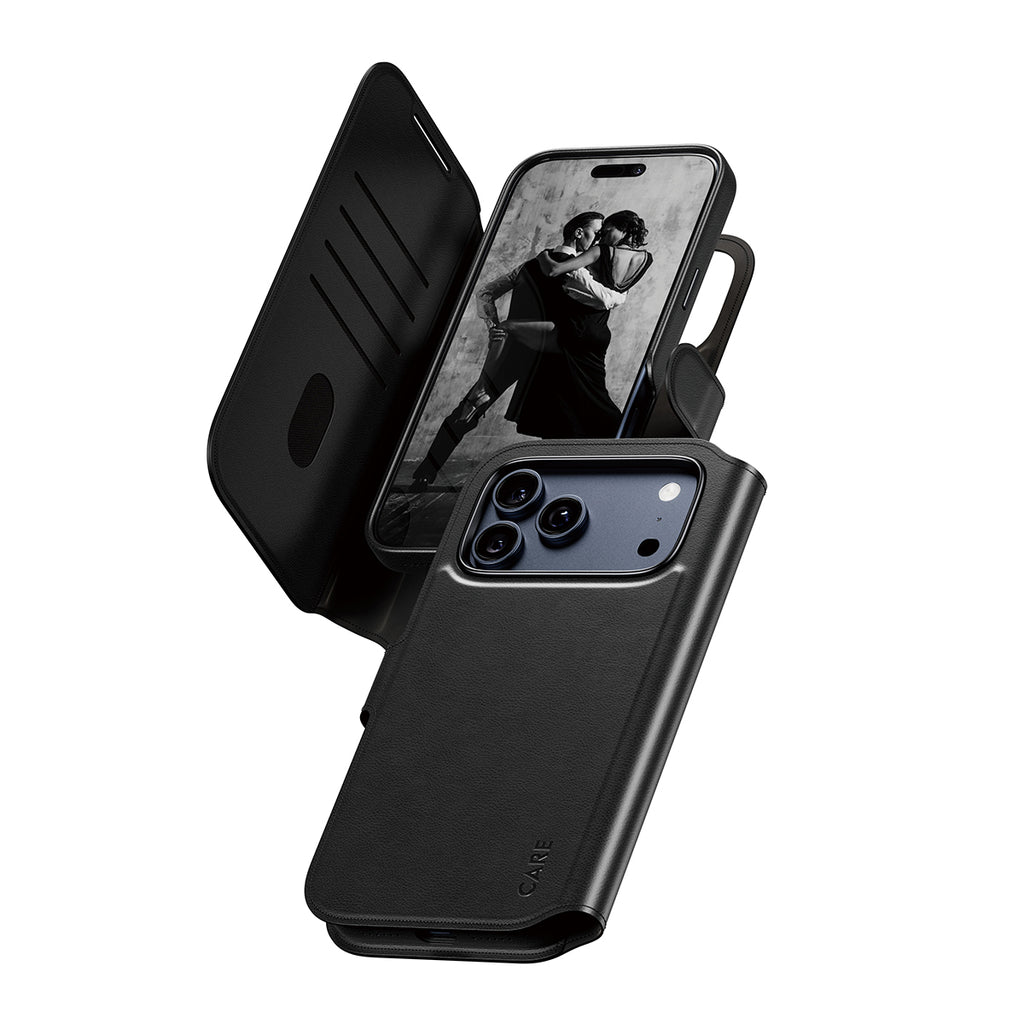 PanzerGlass CARE by Tango Étui Portefeuille 2-en-1 avec MagSafe pour iPhone 17 Pro Max, Noir