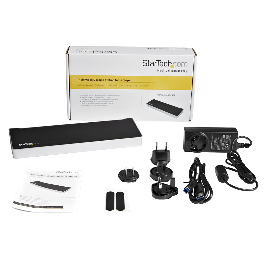 StarTech.com Station d'Accueil USB 3.0 Triple Affichage 2x 4K DisplayPort et HDMI, Hub USB-A 5 Ports, GbE, Audio 3,5 mm