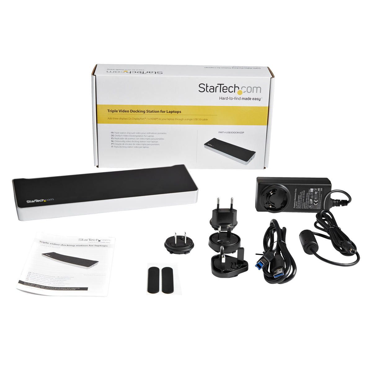 StarTech.com Station d'Accueil USB 3.0 Triple Affichage 2x 4K DisplayPort et HDMI, Hub USB-A 5 Ports, GbE, Audio 3,5 mm