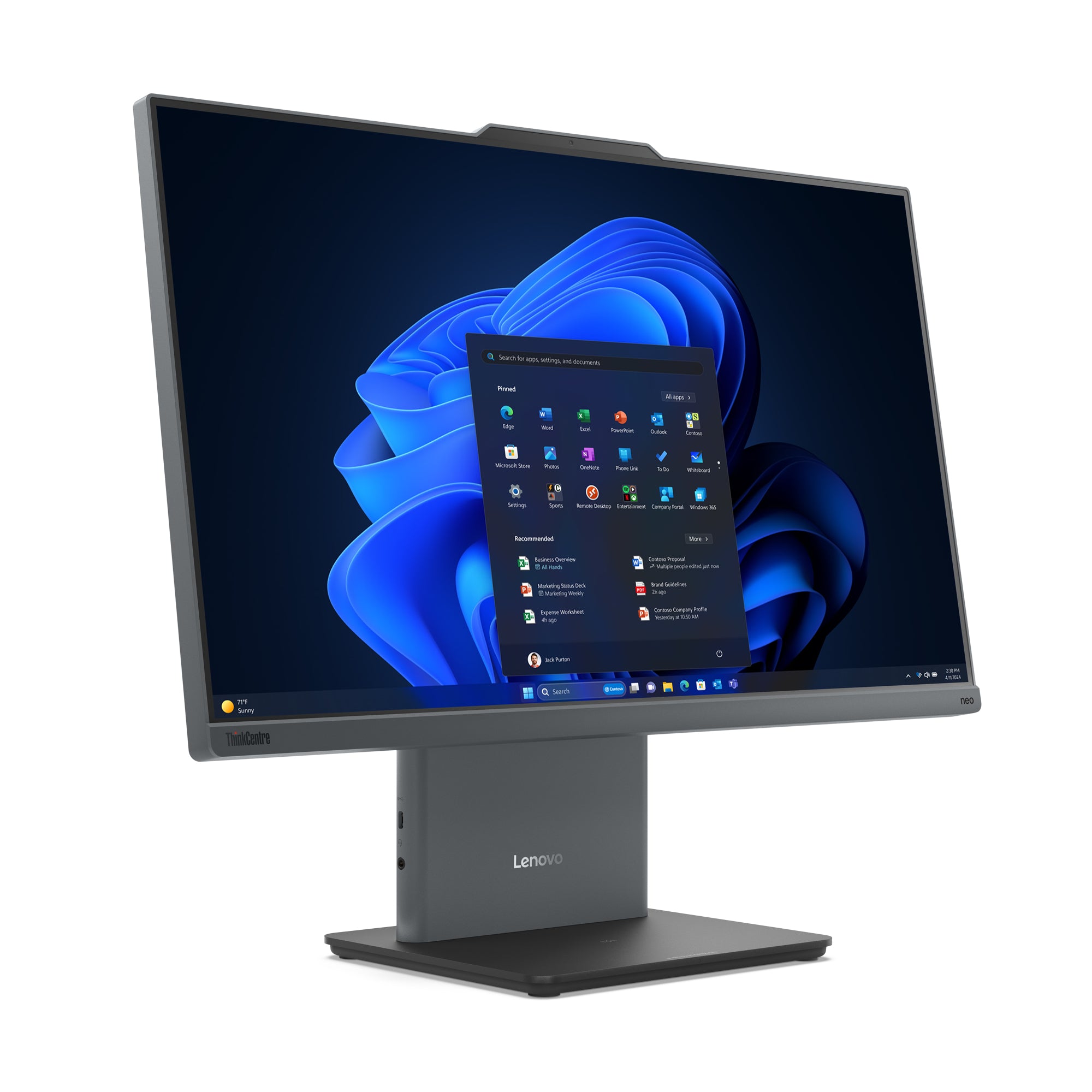 Lenovo ThinkCentre neo 50a 24 Gen 5 Intel Core 5 210H 60,5 cm (23.8") 1920 x 1080 pixels PC All-in-One 16 Go DDR5-SDRAM 256 Go SSD Windows 11 Pro Wi-Fi 6 (802.11ax) Gris