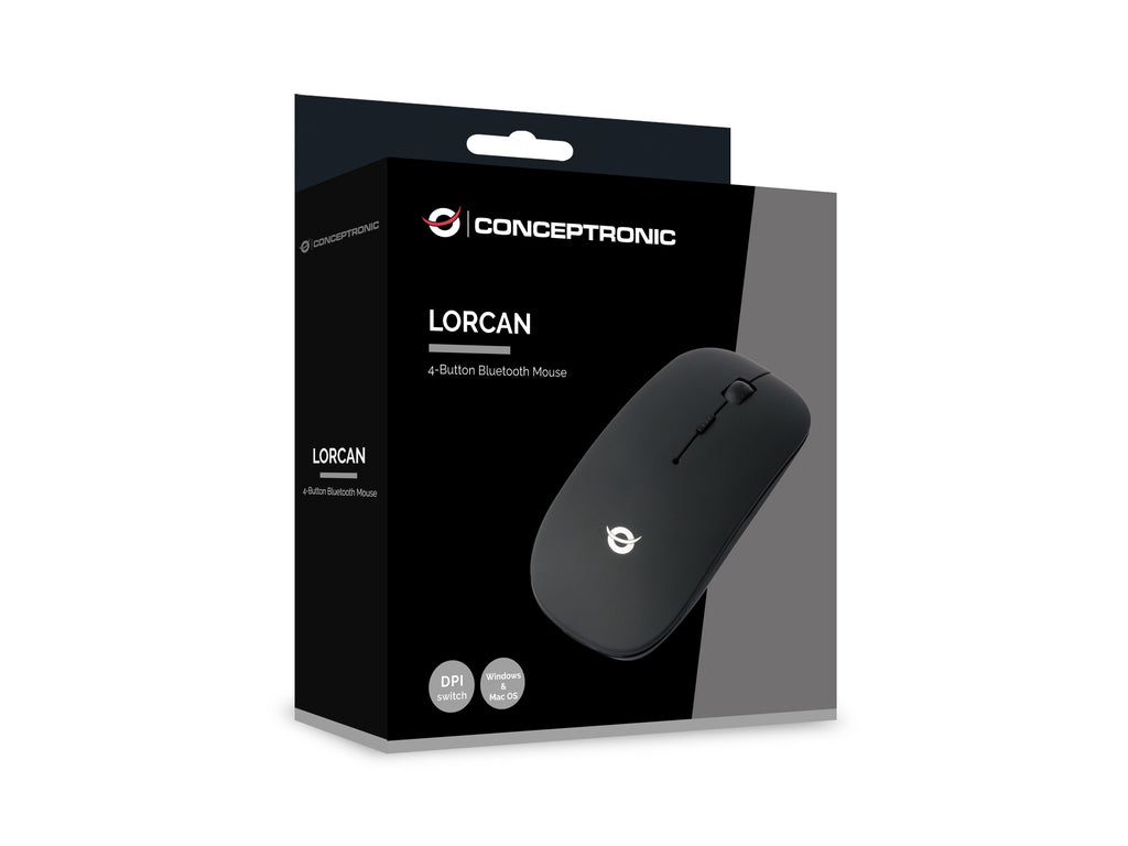 Conceptronic LORCAN01B Souris de Bureau Ambidextre Bluetooth Optique 1600 DPI