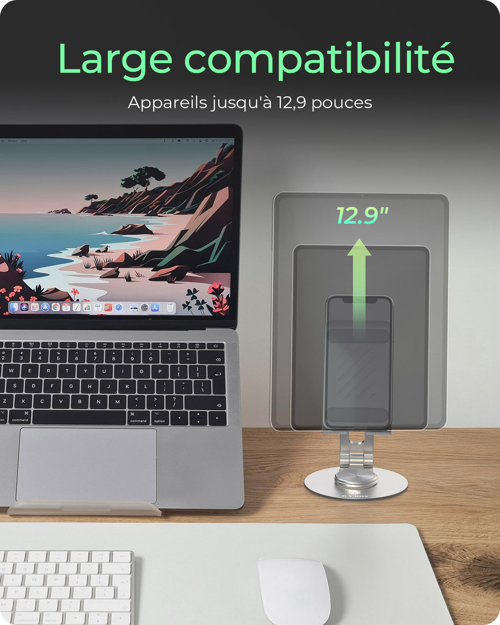 Support Passif pour Smartphone, Tablette et UMPC IB-TH201-R, Argent