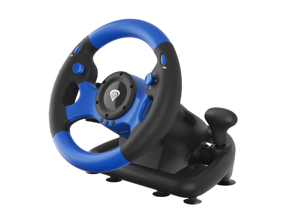 Volant et Pédales Seaborg 350 Noir et Bleu USB pour PC, PS4, PS3, Xbox Series X/S, Xbox One, Xbox 360, Nintendo Switch