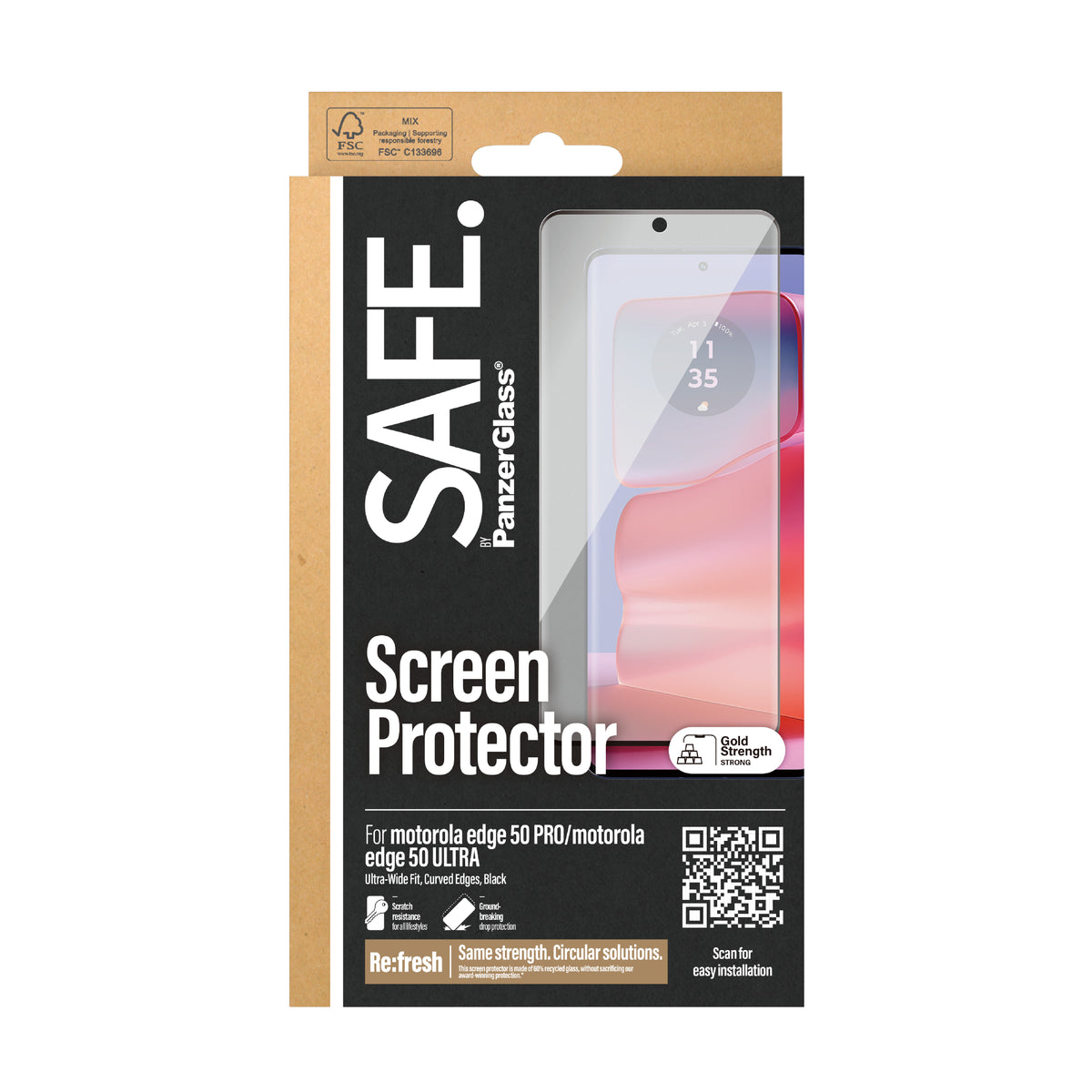 PanzerGlass SAFE. by ® Screen Protector Motorola edge 50 Pro | Ultra | Ultra-Wide Fit Protection d'écran transparent 1 pièce(s) - vue 3