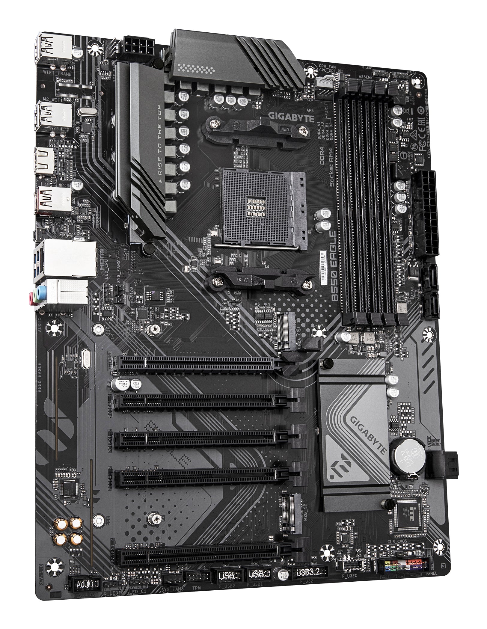 GIGABYTE B550 EAGLE Carte mère - Processeurs AMD Ryzen série 5000 G, VRM 10+3+1 phases, jusqu'à 3200 MHz DDR4, 1xPCIe 4.0 + 1xPCIe 3.0 M.2, LAN 1GbE, USB 3.2 Gen 2