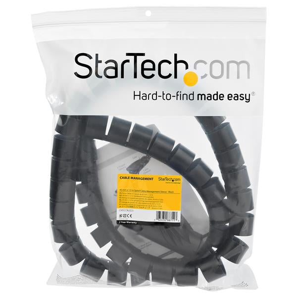 StarTech.com Gaine Spirale Range-Câble Noir, 45 mm de Diamètre, 1,5 m