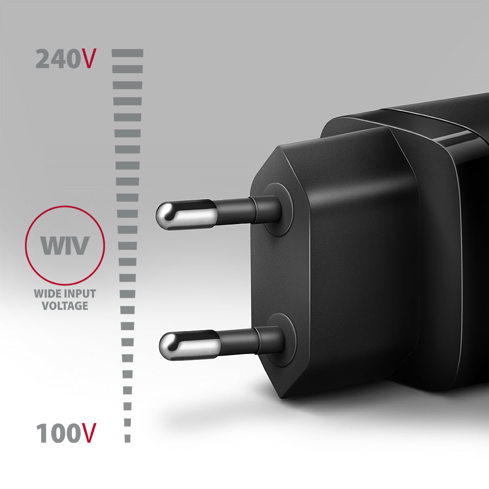 Axagon ACU-PQ20 wall charger QC3.0/AFC/FCP+ PD type-C 20 W - schwarz - USB Typ C Téléphone portable, Smartphone, Smartwatch, Tablette, Universel Noir Secteur Charge rapide Intérieure