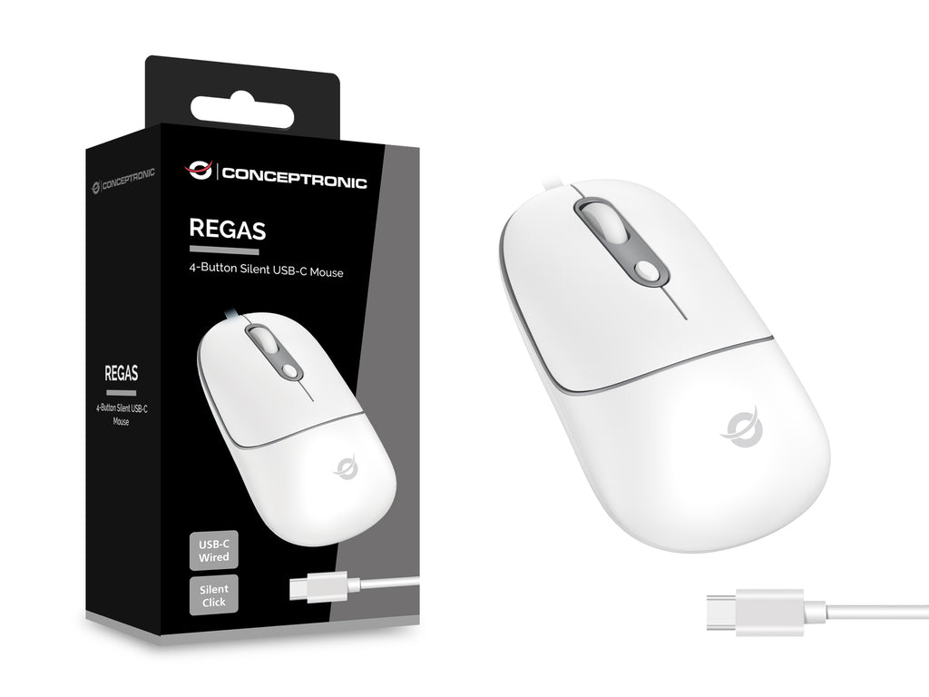 Conceptronic REGAS02W souris Universel Ambidextre USB Type-C Optique 2400 DPI
