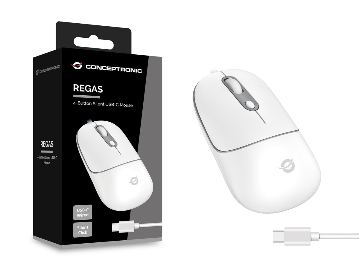 Conceptronic REGAS02W souris Universel Ambidextre USB Type-C Optique 2400 DPI