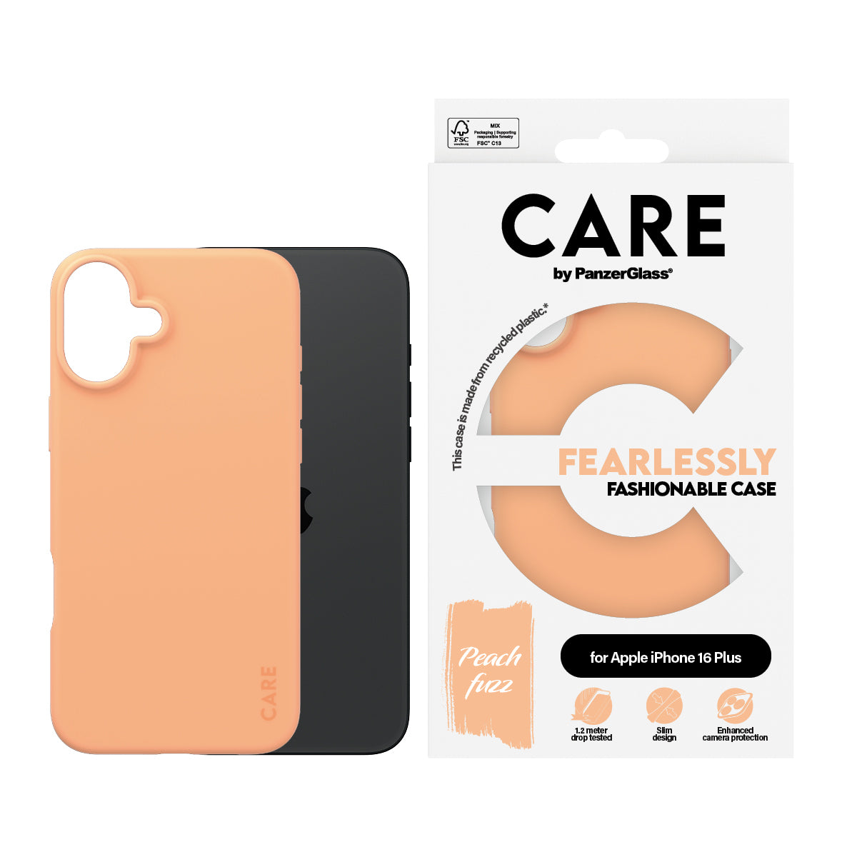 PanzerGlass CARE™ by ® Case Peachy iPhone 16 Plus coque de protection pour téléphones portables Housse Rose