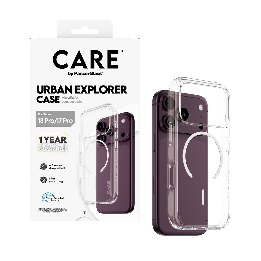 PanzerGlass CARE™ by ® Urban Explorer Case Transparent w. White MagSafe iPhone 2026 Pro | 17 Pro coque de protection pou