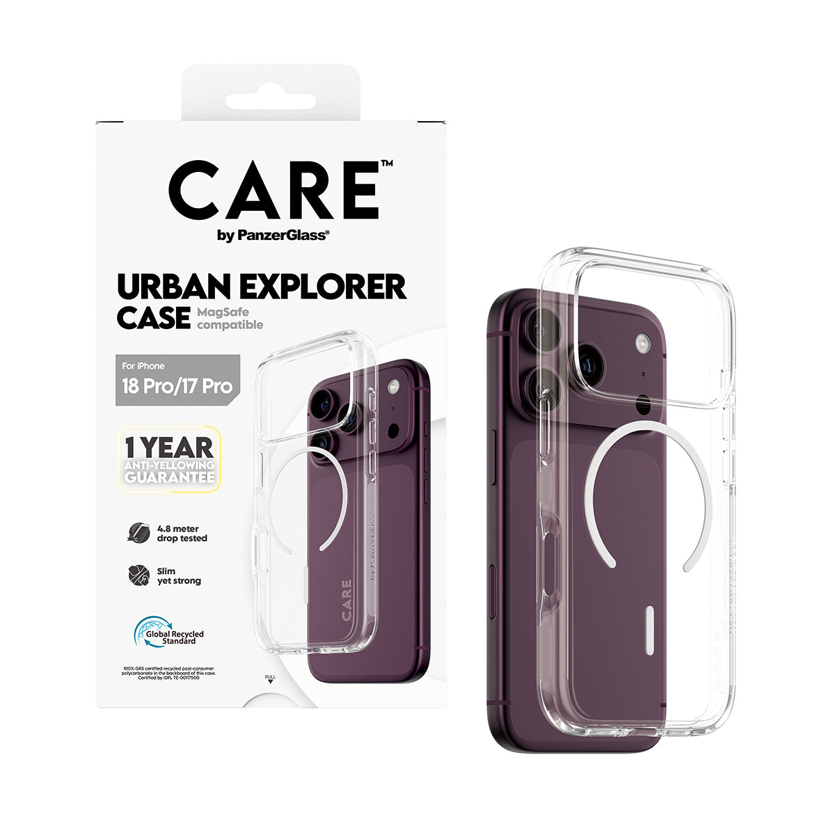 PanzerGlass CARE™ by ® Urban Explorer Case Transparent w. White MagSafe iPhone 2026 Pro | 17 Pro coque de protection pou