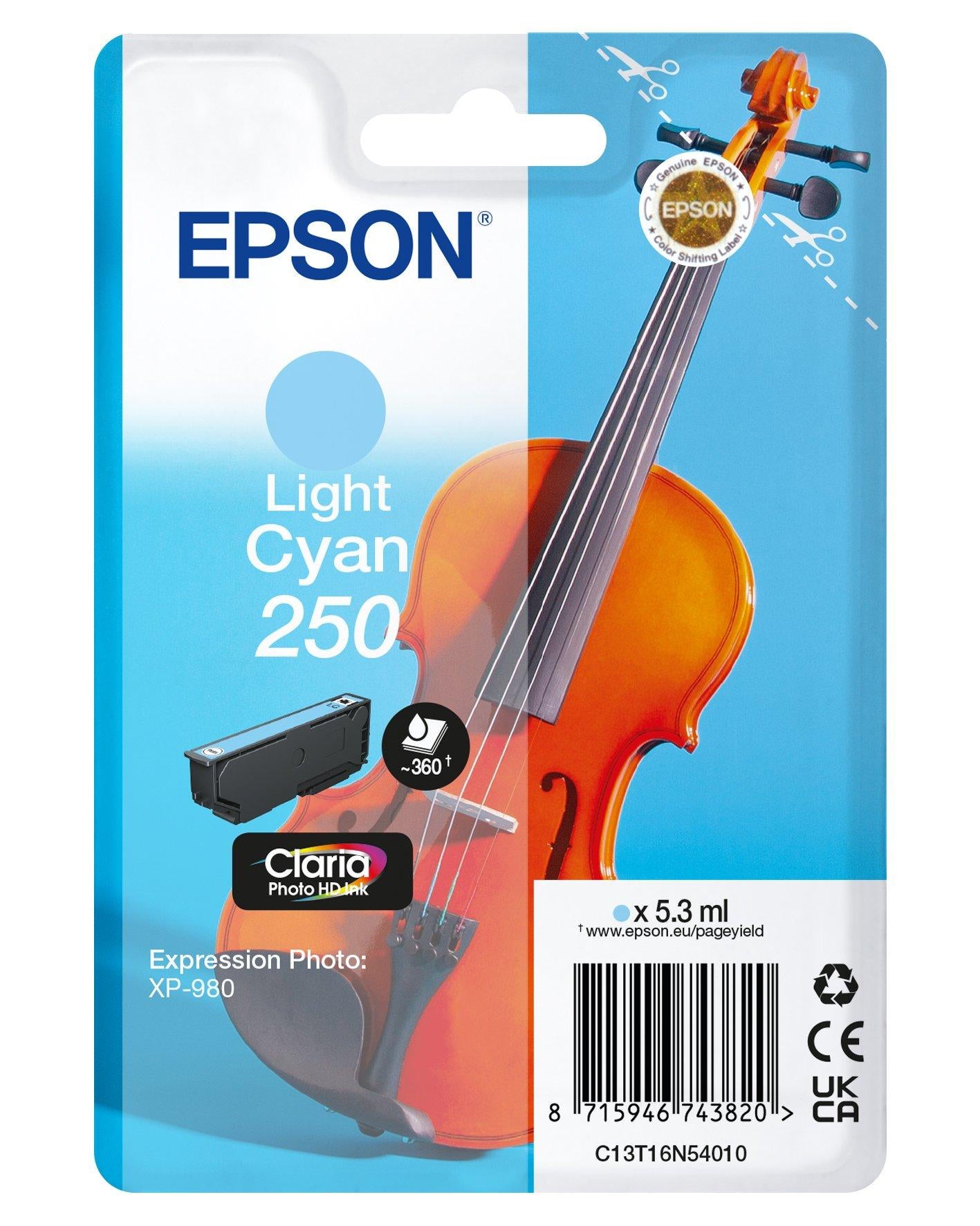 Epson 250 Violin Claria Photo HD cartouche d'encre 1 pièce(s) Original Cyan clair