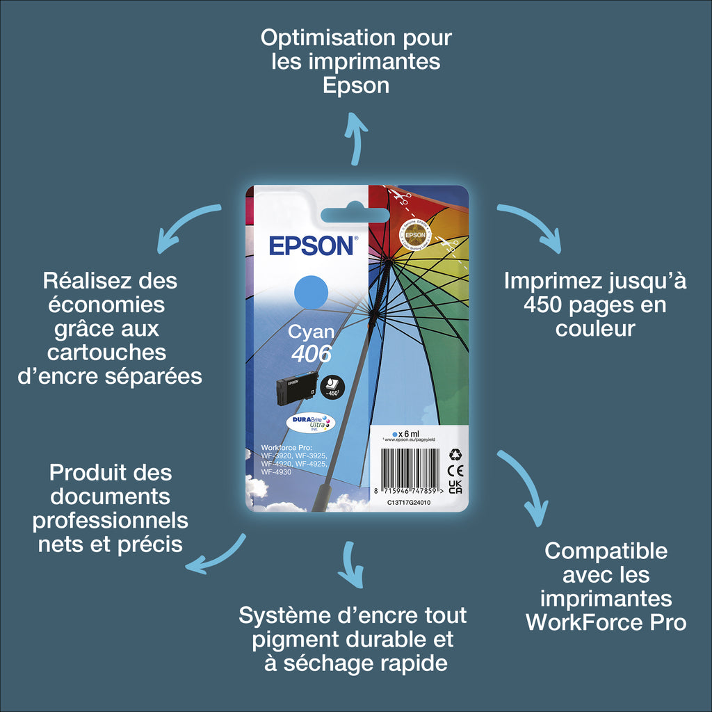 Epson Cartouche d’encre cyan DURABrite Ultra Parapluie 406