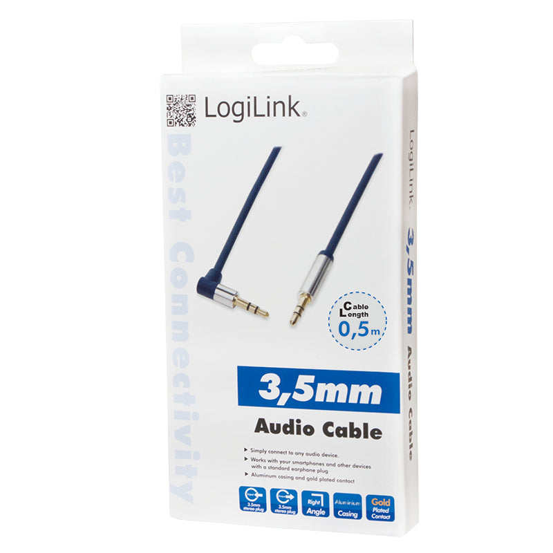 LogiLink Câble Audio 3,5mm - 3,5mm, 0,5m, Bleu - vue 3