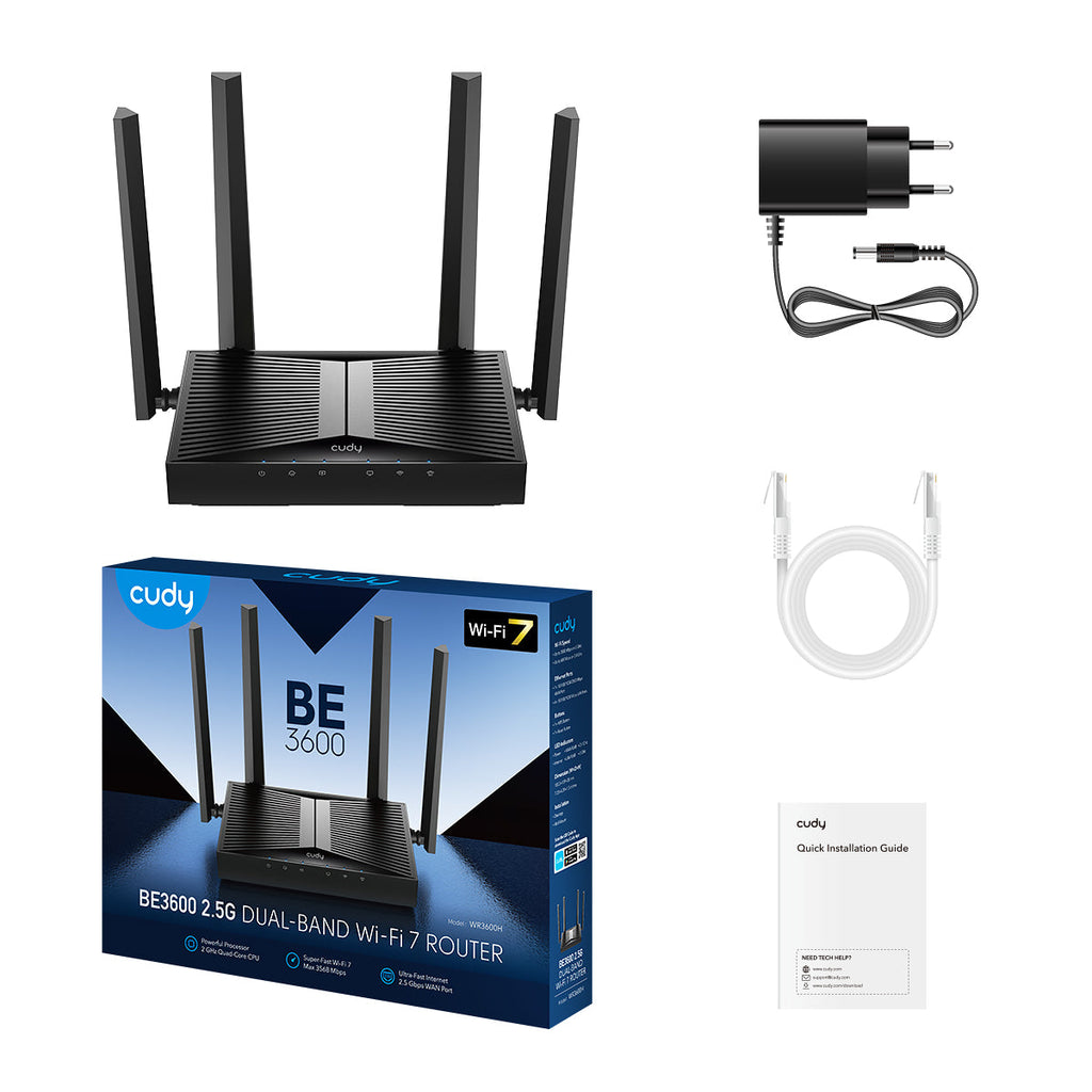 Cudy WR3600H routeur sans fil Gigabit Ethernet Bi-bande (2,4 GHz / 5 GHz) Noir