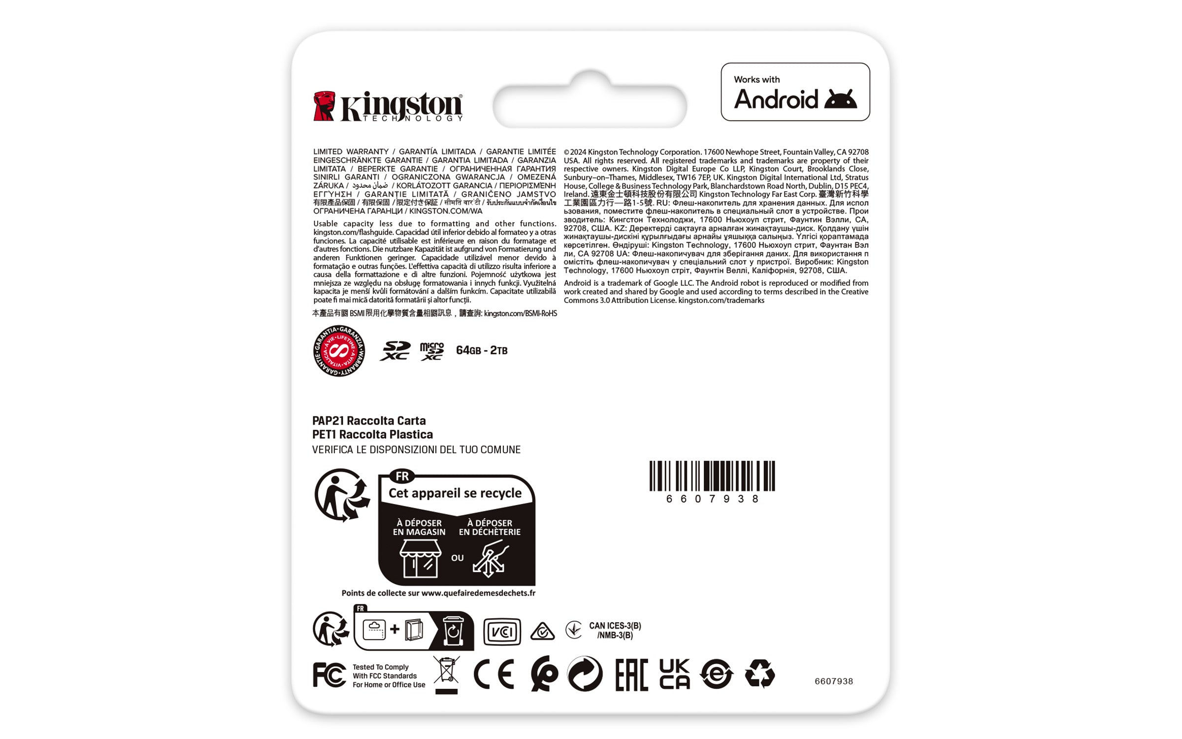 Kingston Technology Carte microSDXC Canvas Go Plus Gen4 200R A2 U3 de 512 Go, pack unique sans ADP