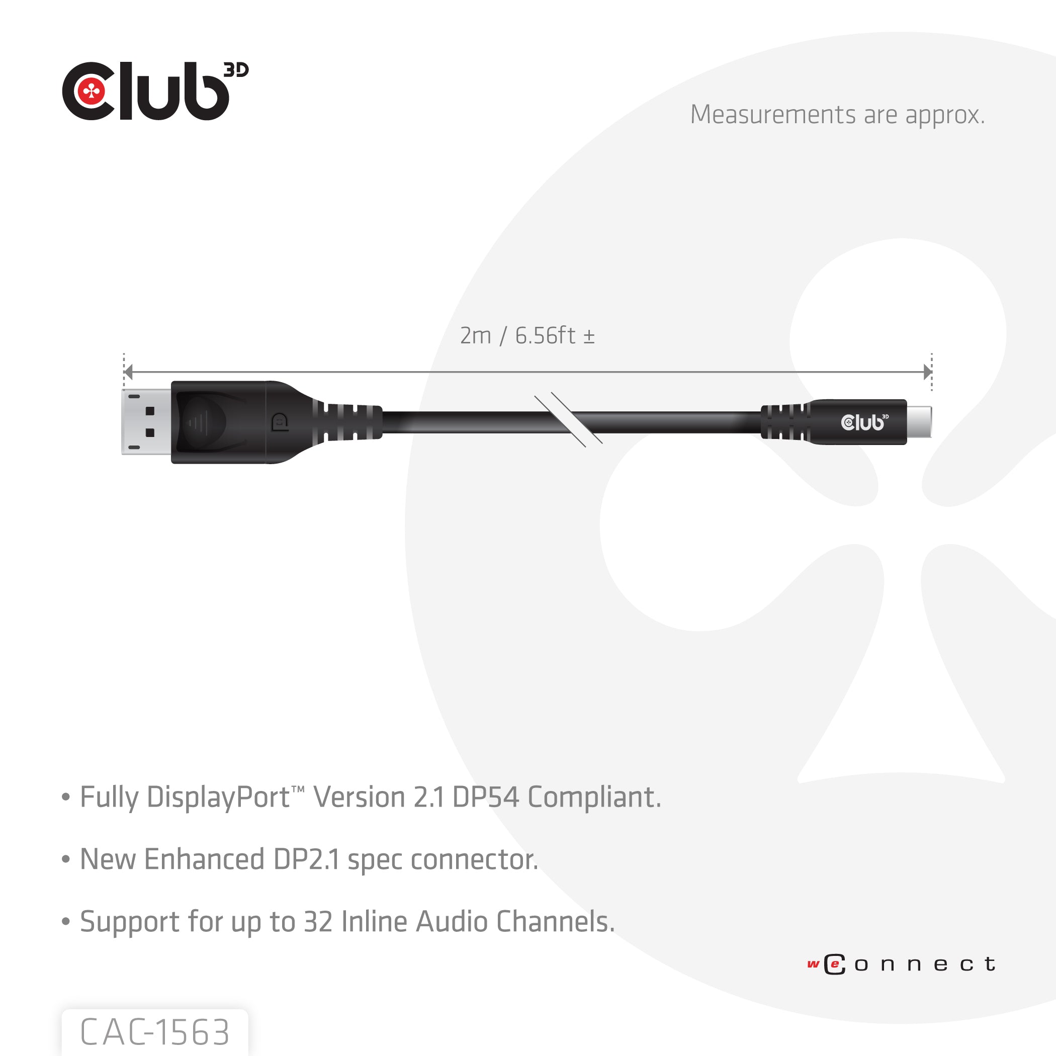CLUB3D CAC-1563 câble vidéo et adaptateur 2 m USB Type-C DisplayPort Noir