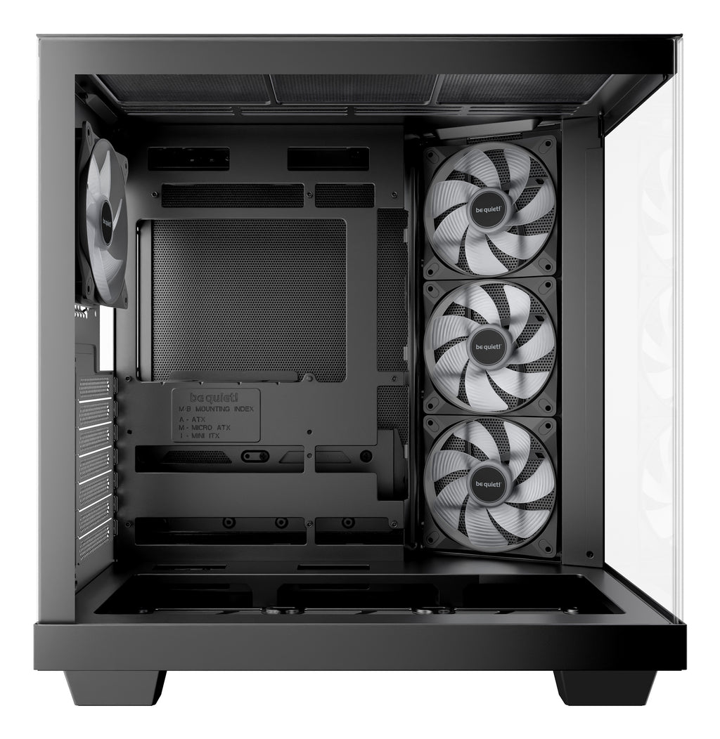 be quiet! Light Base 500 Noir | Boîtier PC ARGB vitré, Mini ITX / Micro ATX / ATX, 4 ventilateurs Light Wings LX 120 mm