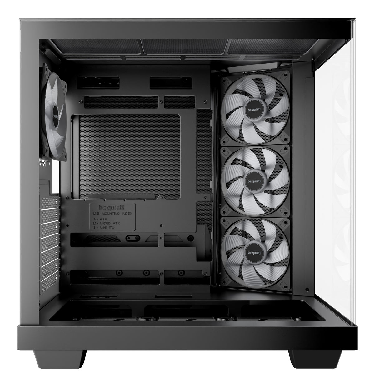 be quiet! Light Base 500 Noir | Boîtier PC ARGB vitré, Mini ITX / Micro ATX / ATX, 4 ventilateurs Light Wings LX 120 mm
