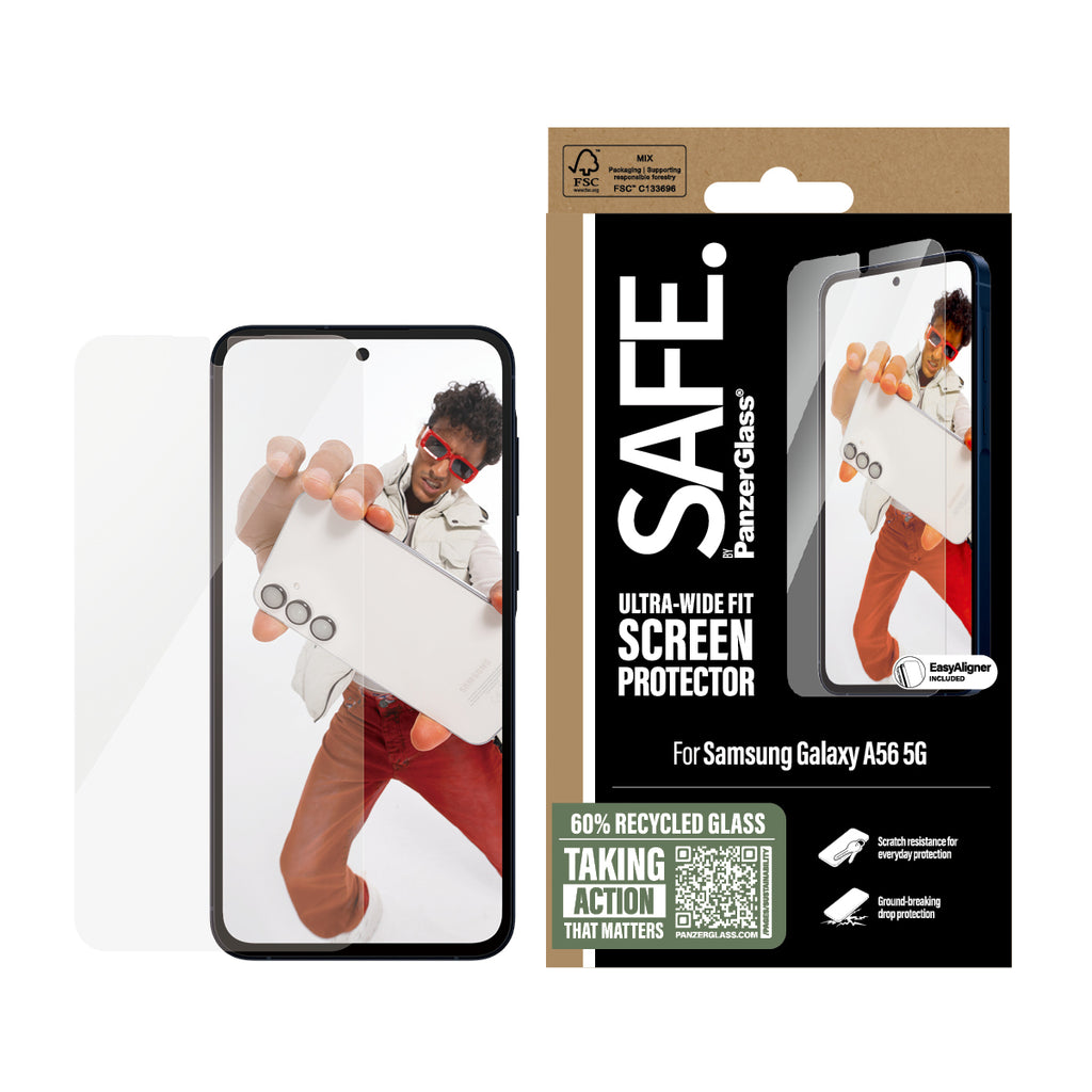 PanzerGlass PanzerGlass SAFE. by ® Screen Protector Samsung Galaxy A56 5G | Ultra-Wide Fit w. EasyAligner Protection d'écran transparent 1 pièce(s)