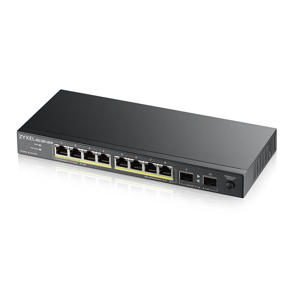 Zyxel GS1100-10HP v2 Switch Gigabit Ethernet Non-géré PoE Noir