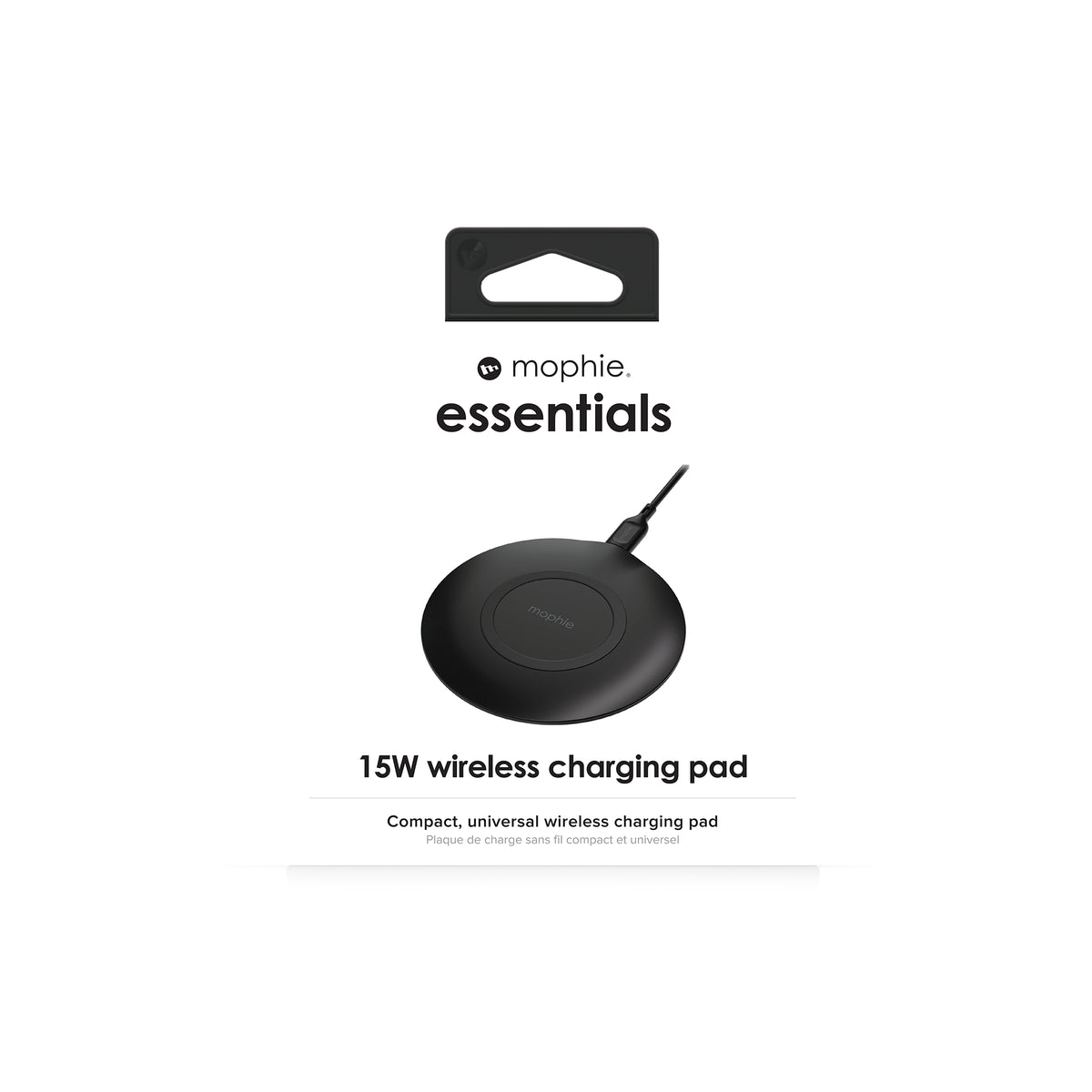 mophie Essentials Wireless Charging Pad 15W, Chargeur sans fil USB pour Smartphone, Noir