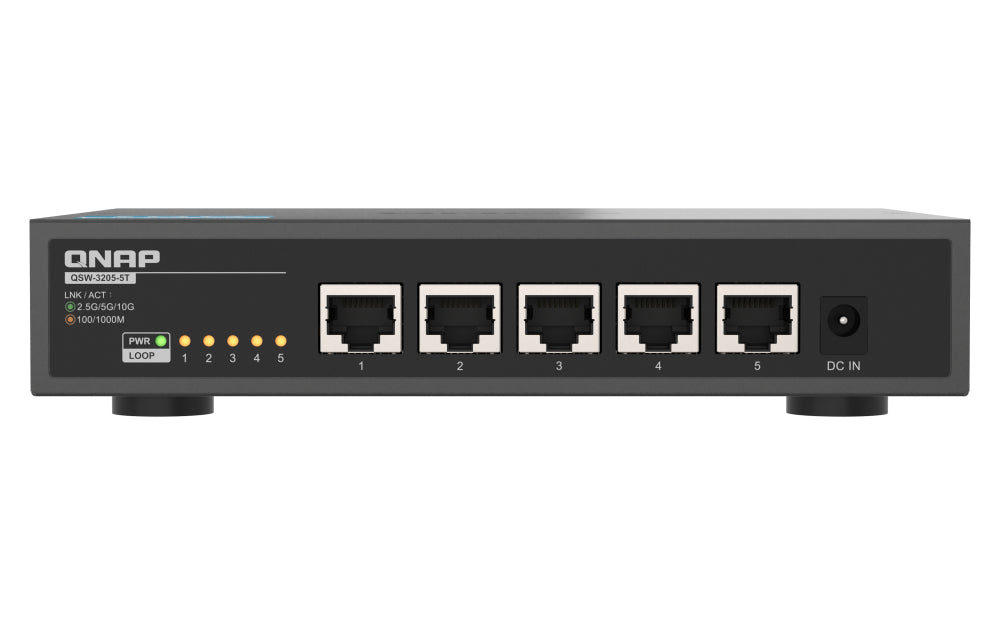 QNAP QSW-3205-5T Commutateur Réseau Non-géré 10G Ethernet 5 Ports, Noir