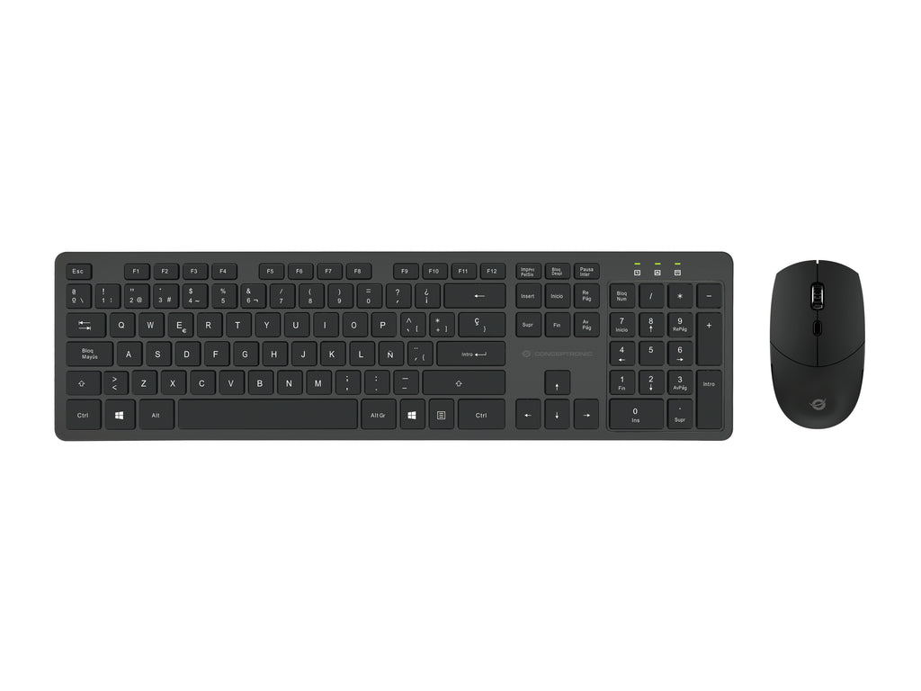 Conceptronic ORAZIO01ES clavier Souris incluse Bureau RF sans fil QWERTY Espagnole Noir
