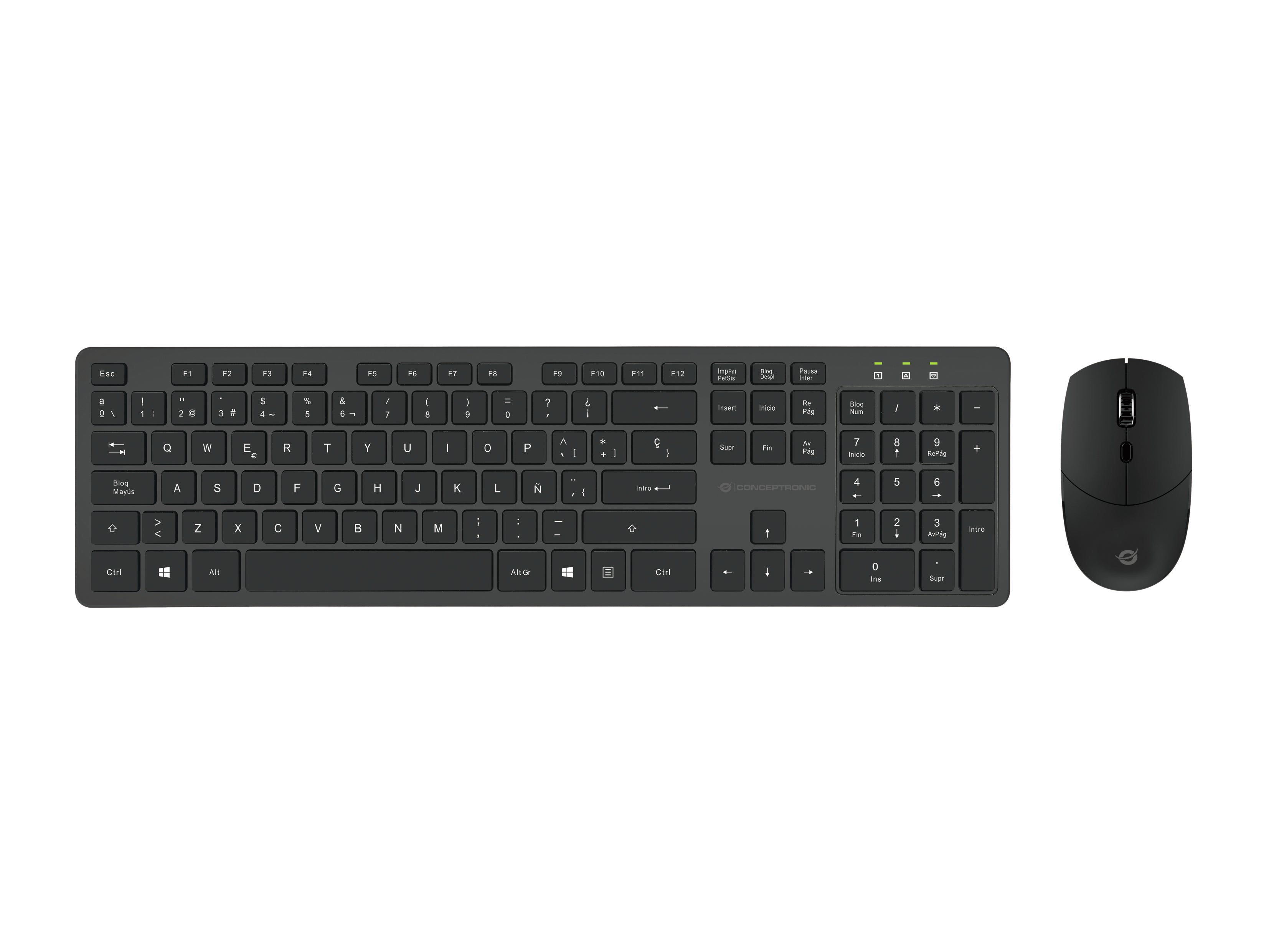 Conceptronic ORAZIO01ES clavier Souris incluse Bureau RF sans fil QWERTY Espagnole Noir