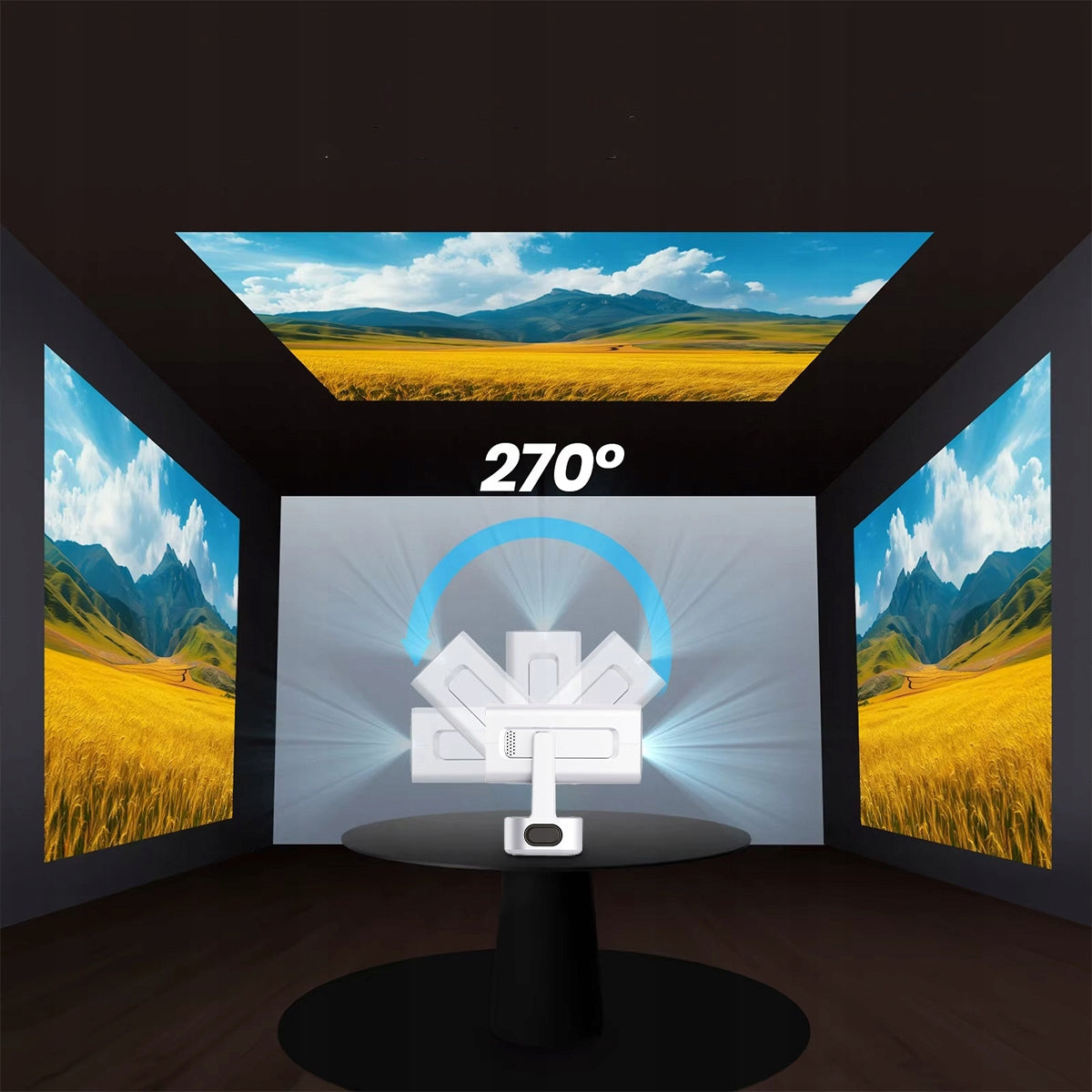 Mini-projecteur portable Android 13 avec Wi-Fi, projection à 360°, Full HD et 4K pour téléphone Zenwire IMC360