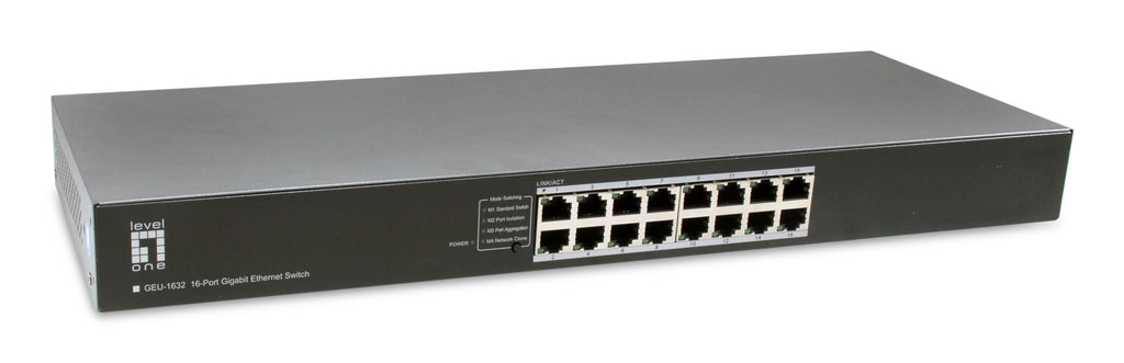 LevelOne GEU-1632 Switch Gigabit Ethernet Non-géré 16 Ports RJ-45, Format 1U, Gris