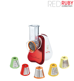 Moulinex DJ756G Râpe Électrique et Spiraliseur, Rouge et Blanc