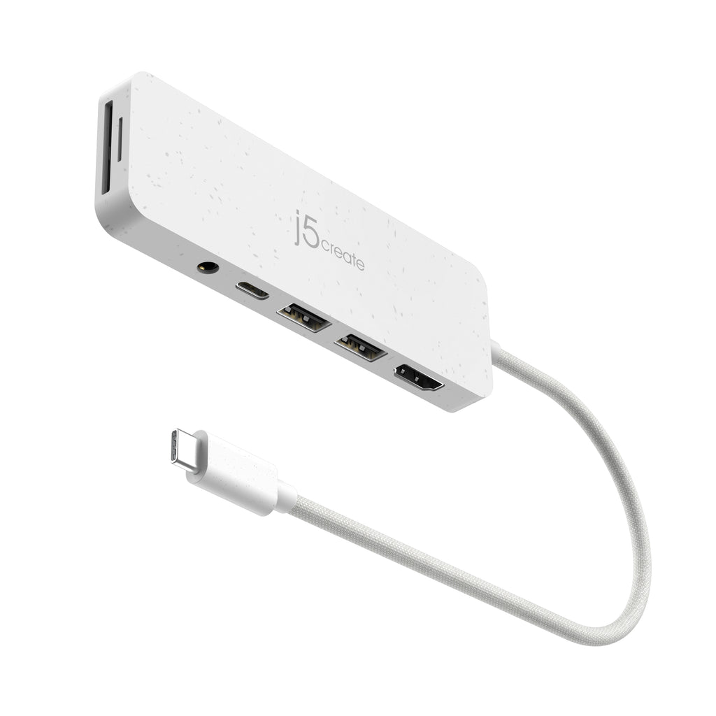j5create JCD373EW-N Concentrateur multiport USB-C® écologique avec Power Delivery