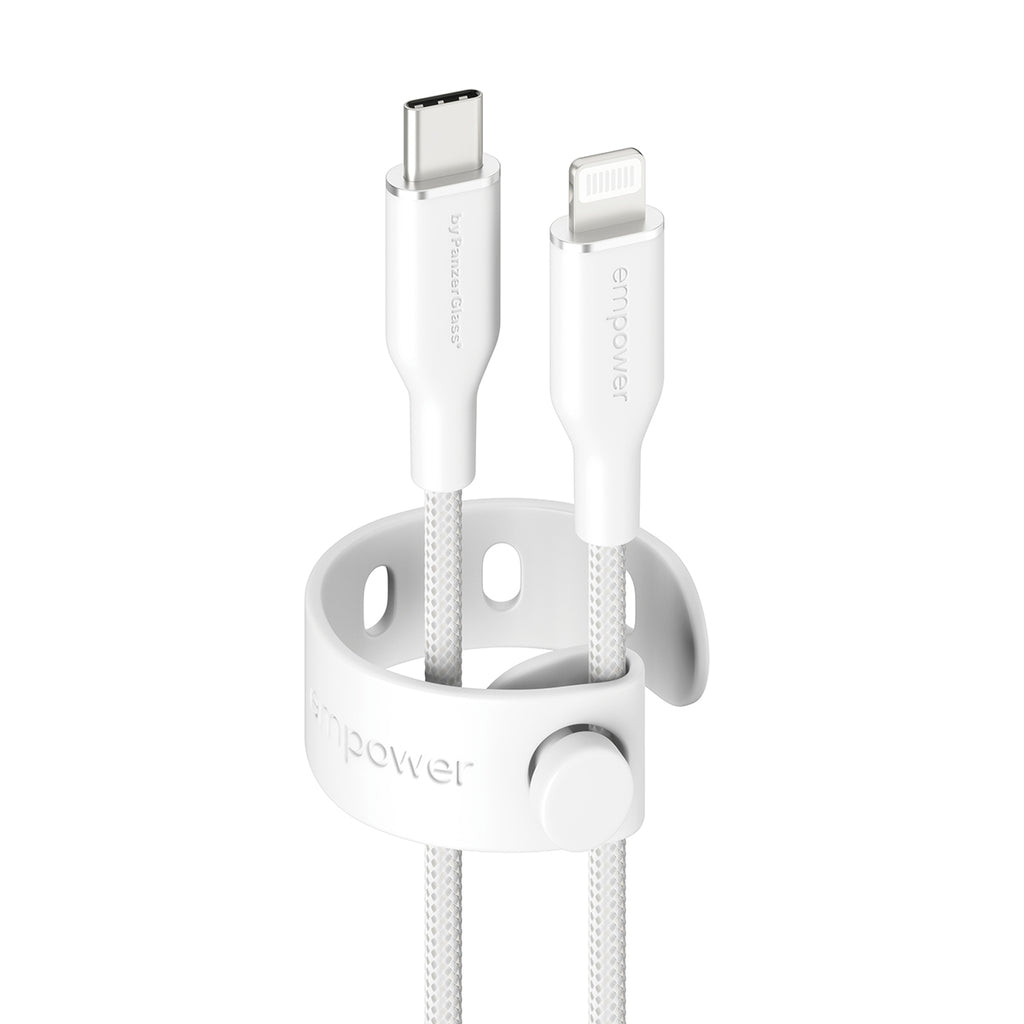 PanzerGlass empower™ by ® Racing 60W USB-C to Lightning Cable | USB 2.0 | 1.2M | Silver White câble USB Blanc