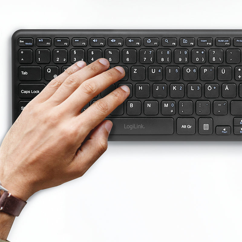 LogiLink ID0188 Clavier Sans Fil RF QWERTZ Noir - vue 8