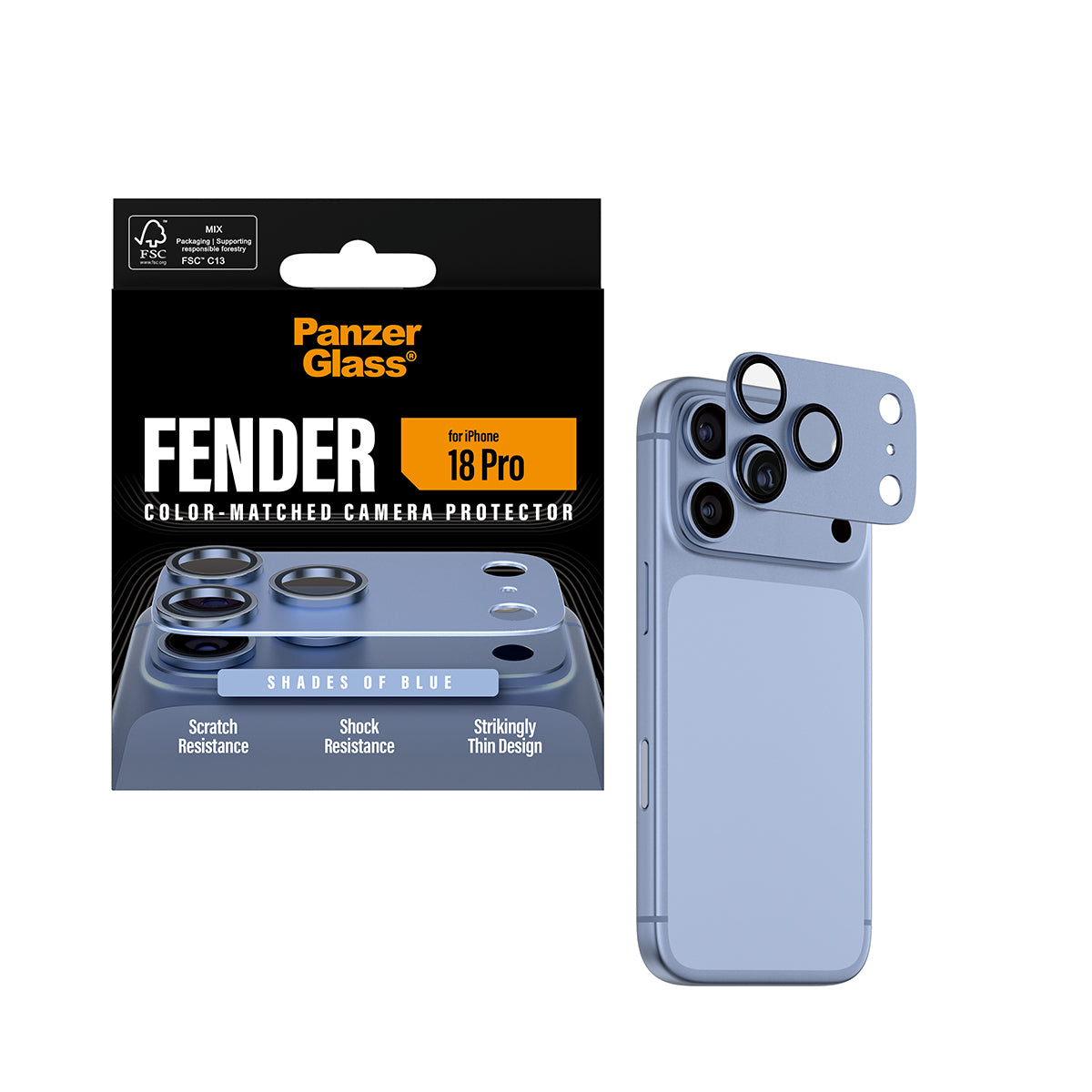 PanzerGlass ® Fender Camera Lens Protector Shades of Blue iPhone 2026 Pro Protection d'écran transparent 1 pièce(s)