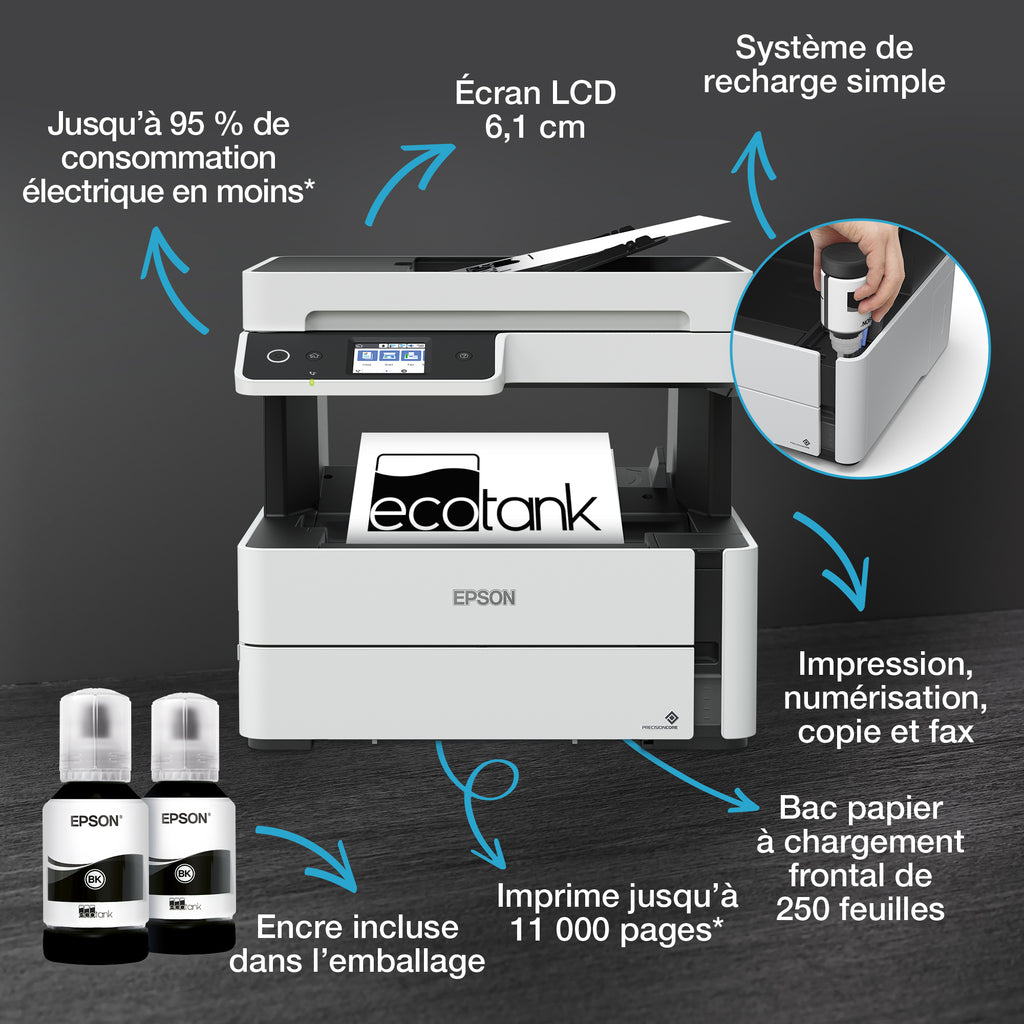Epson EcoTank ET-M3180 Imprimante Jet d'encre A4, 1200 x 2400 DPI, 39 ppm, Wifi