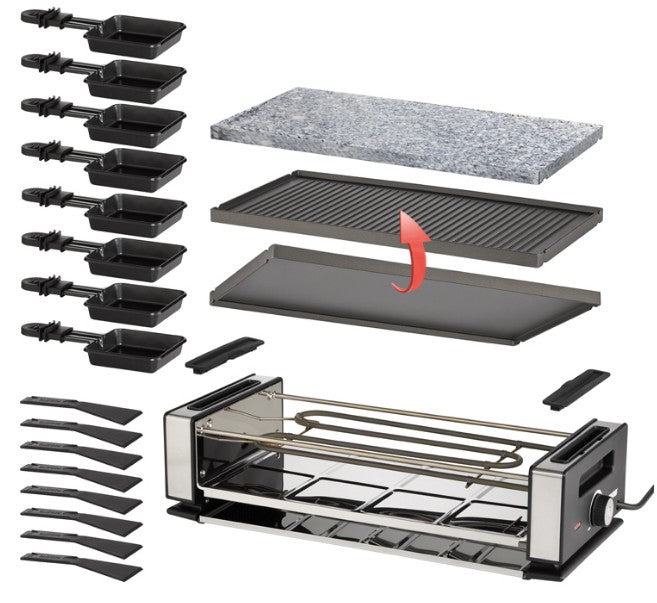 Unold 48760 raclette 8 personne(s) 1200 W Noir, Acier inoxydable