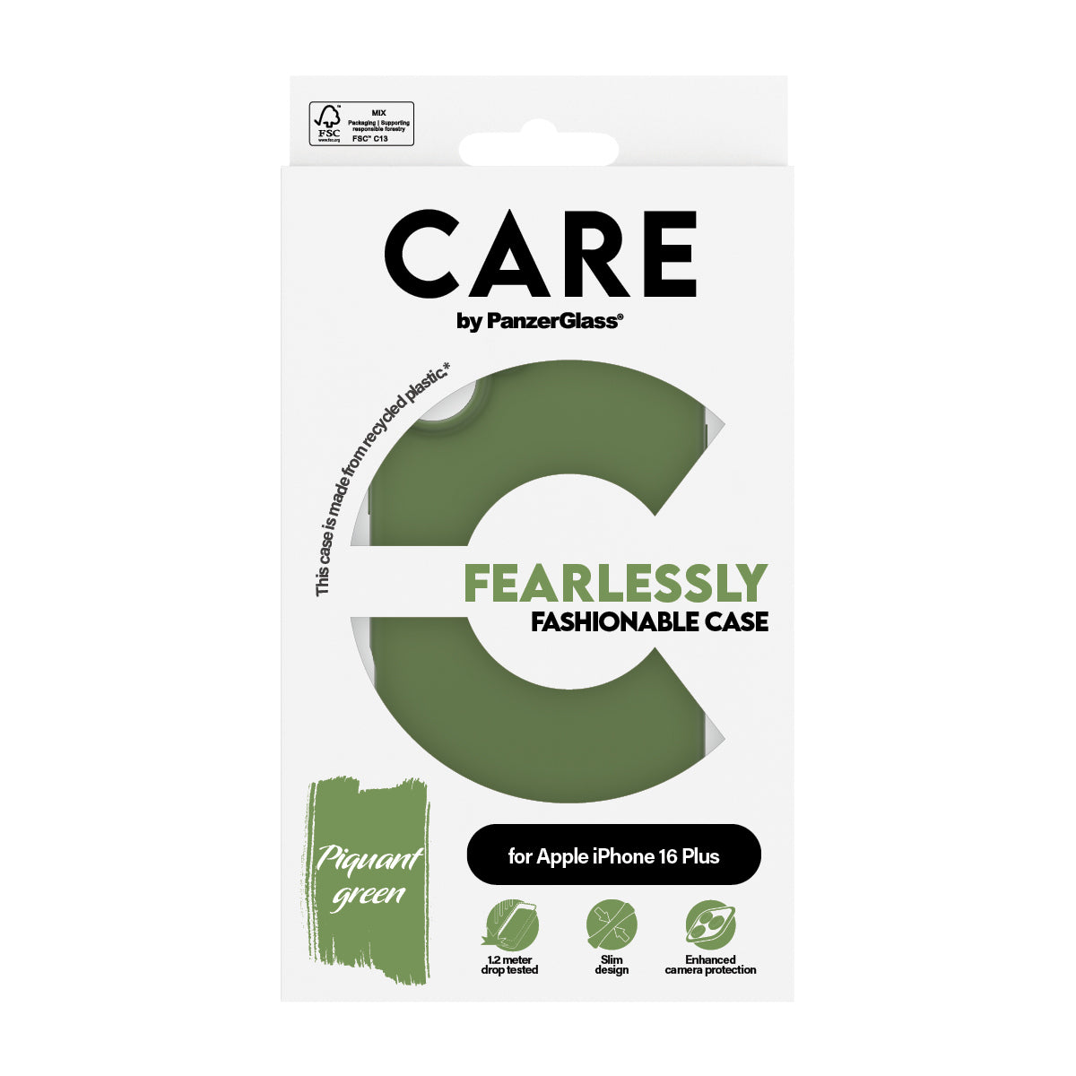 PanzerGlass CARE™ by ® Case Green iPhone 16 Plus coque de protection pour téléphones portables Housse Vert