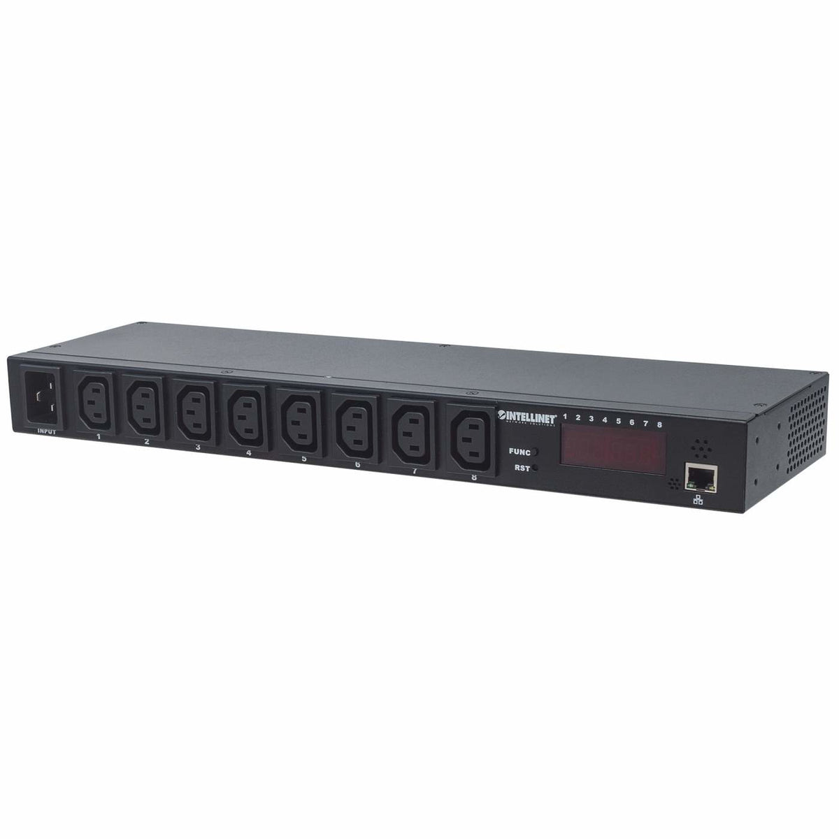 Intellinet PDU Intelligent 19" Rackable C13, Surveillance Puissance, Température et Humidité, 8 Prises, Noir