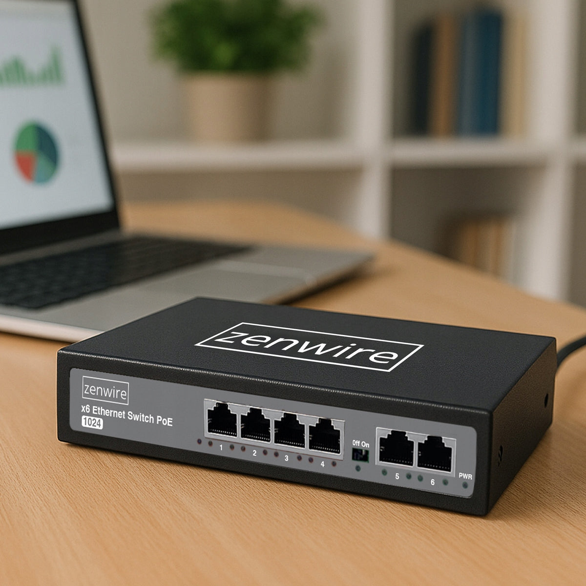 Commutateur avec alimentation et répartiteur POE LAN 8 ports, 6 ports Ethernet RJ45 100 Mbps pour caméras Zenwire 1024