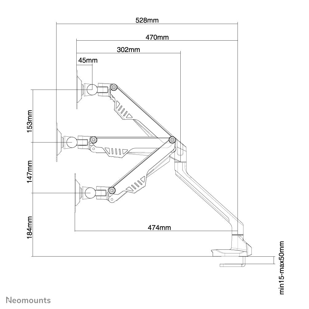 Neomounts FPMA-D750SILVER Support d'écran 10-32 pouces à Ressort à Gaz Topfix