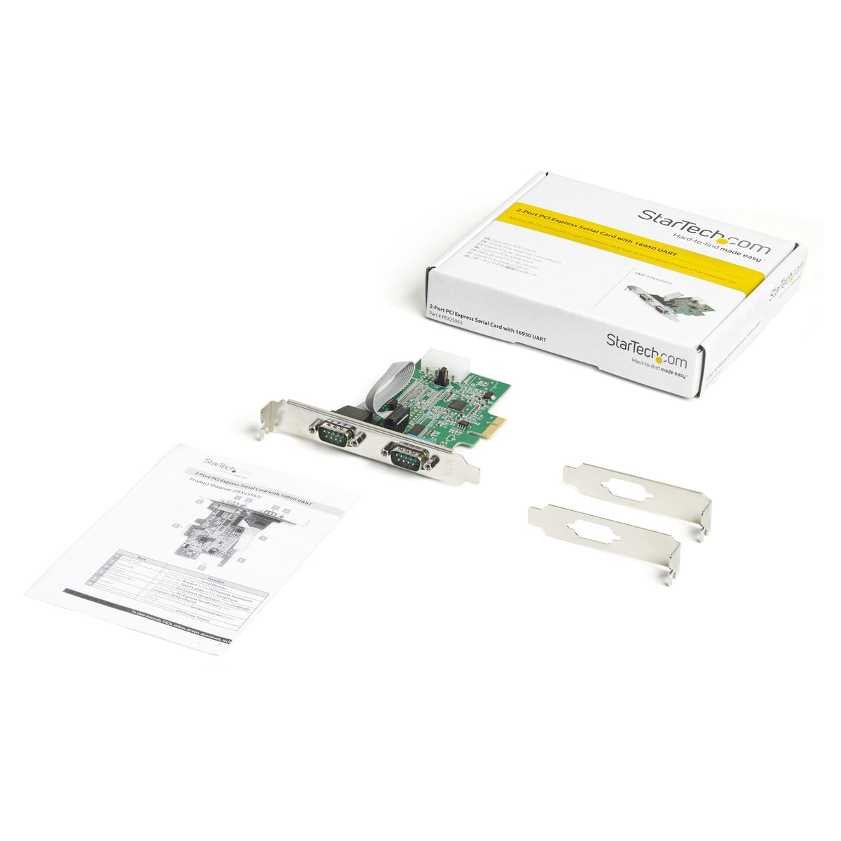 StarTech.com Carte adaptateur PCI Express vers serie RS232 - 2 ports - 16950 UART - Cache FIFO de 256 octets - ASIX AX99